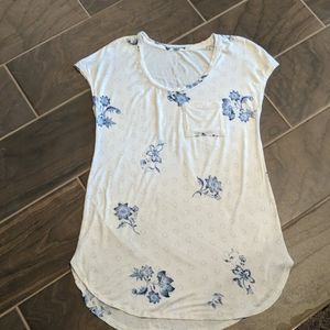 Women's White Tunic with blue flowers